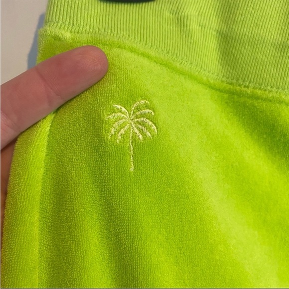 Lilly Pulitzer Terrycloth Cropped Pants Sz S Yellow/Green - Picture 3 of 8